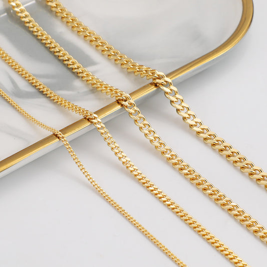 WT-BC202 European and American Hip-hop 18K Cod Chain Color Preserving Flat With Real Gold Various Sizes of Cut Thick Chain