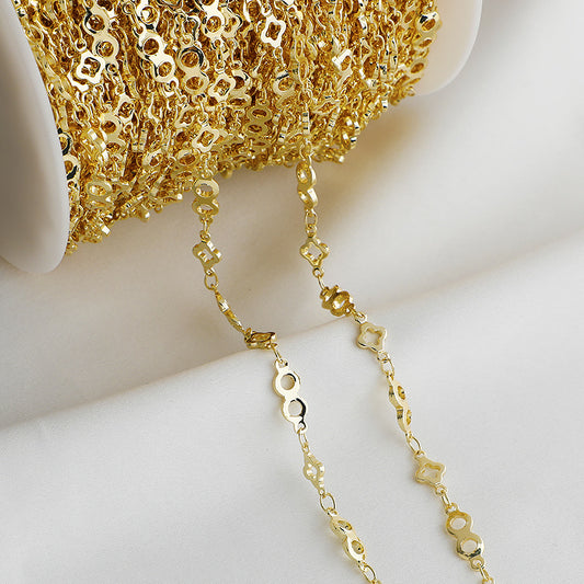 WT-BC194 18K Gold Package Color Protection Four Leaf Grass 8-line Chain DIY Chain Glasses Loose Chain Jewelry Accessories