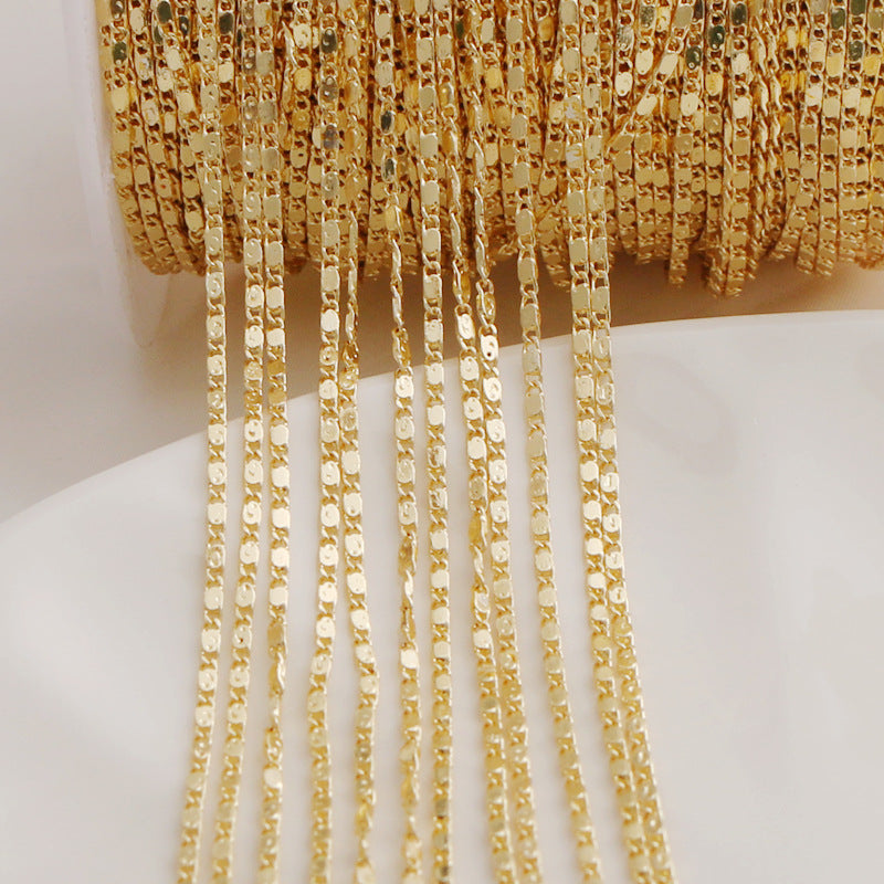 WT-BC210 Fashion Trendy Copper Wrapped Gold Color Protection Ingot Chain Peanut Chain Lip Chain Necklace Bracelet