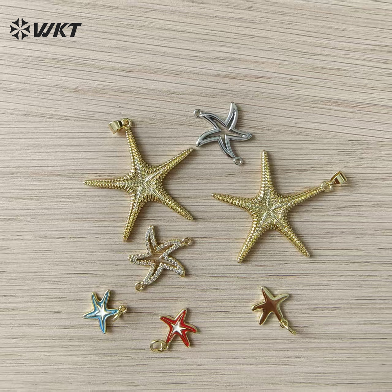 WT-MP323 New Sales Ocean Series 18K Gold Plated Yellow Brass Metal Starfish Shape Charms Pendant For DIY Jewelry Accessories