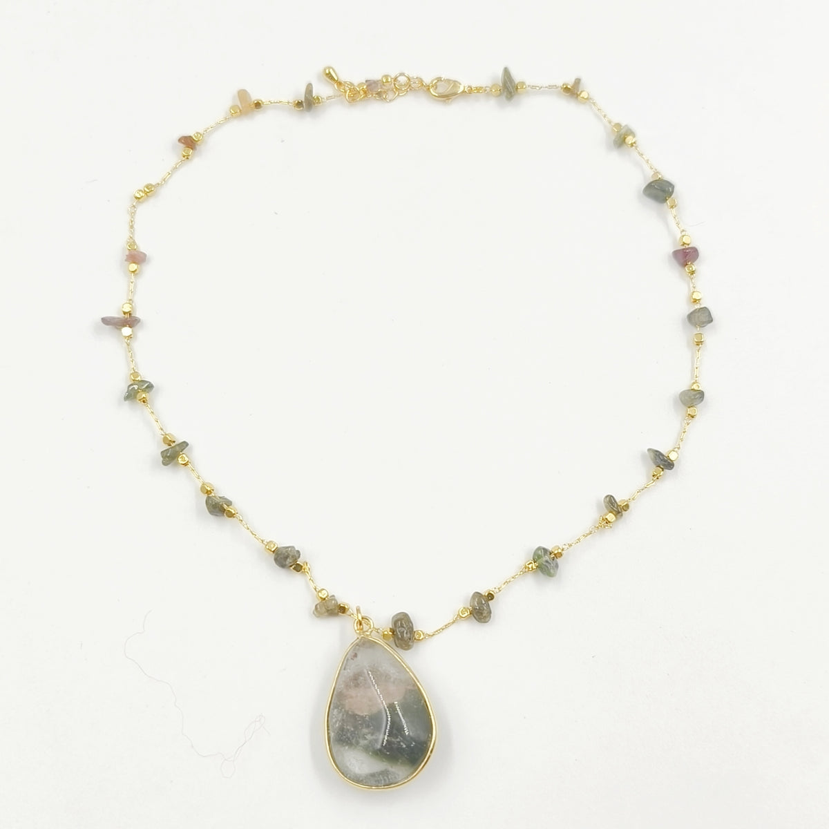 WT-N1434 Handmade Wire Wrapped Rosary Beads Trendy Romantic Chain Necklace Gemstone Casual Long Statement Necklace