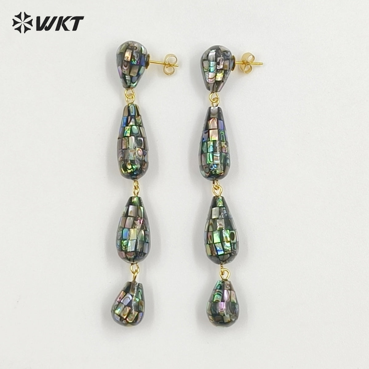 WT-MPE189 Amazing Gorgeous Natural White And Abalone Shell Gold Long Earrings For Female Party Wearing Jewelry Accessory