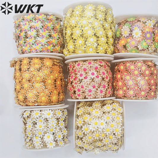 WT-RBC215 Newest Fashion Colorful Enamel Flower Chain Unique Global Chrysanthemum Chain for Women Jewelry Diy Design Chain