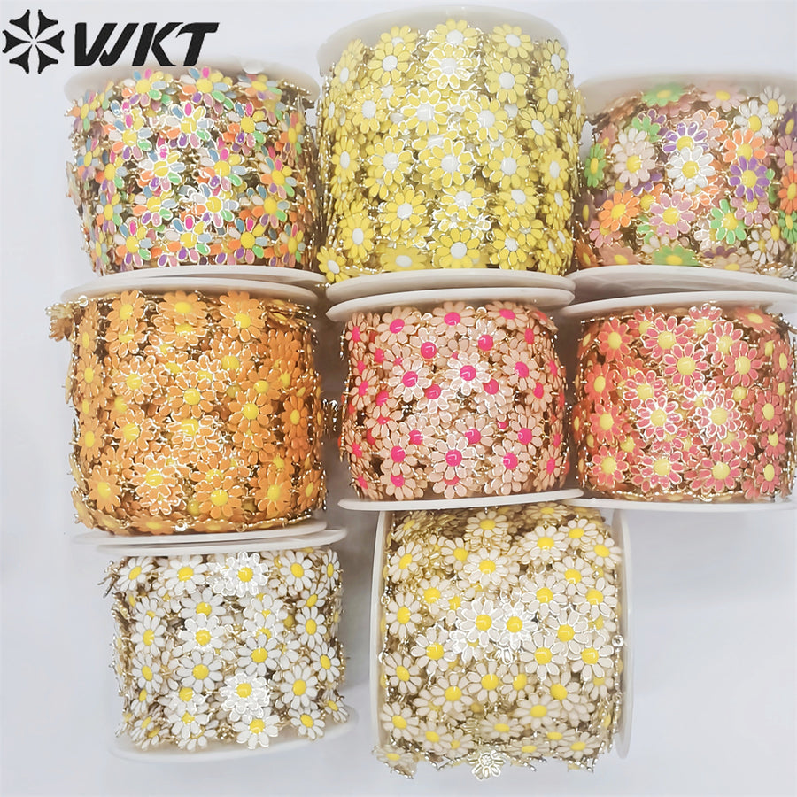 WT-RBC215 Newest Fashion Colorful Enamel Flower Chain Unique Global Chrysanthemum Chain for Women Jewelry Diy Design Chain