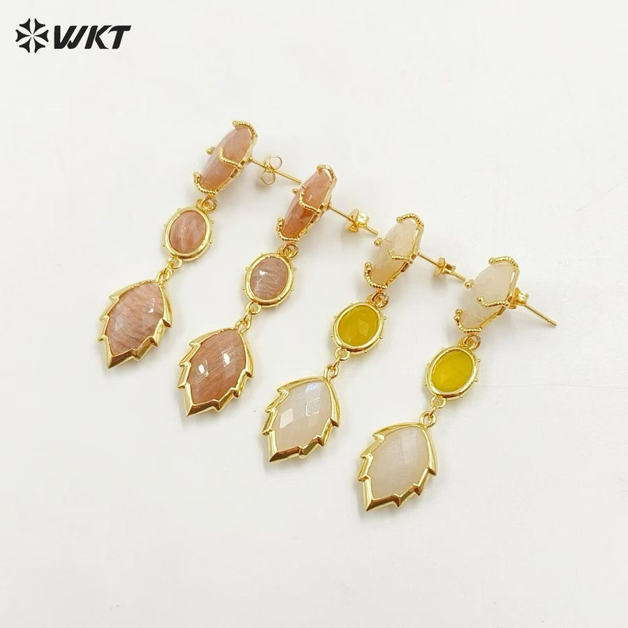 WT-E776 New Design Gemstones Ladies Earrings Colorful Stone for Women Jewelry in Holiday Parties Elegant Accessory