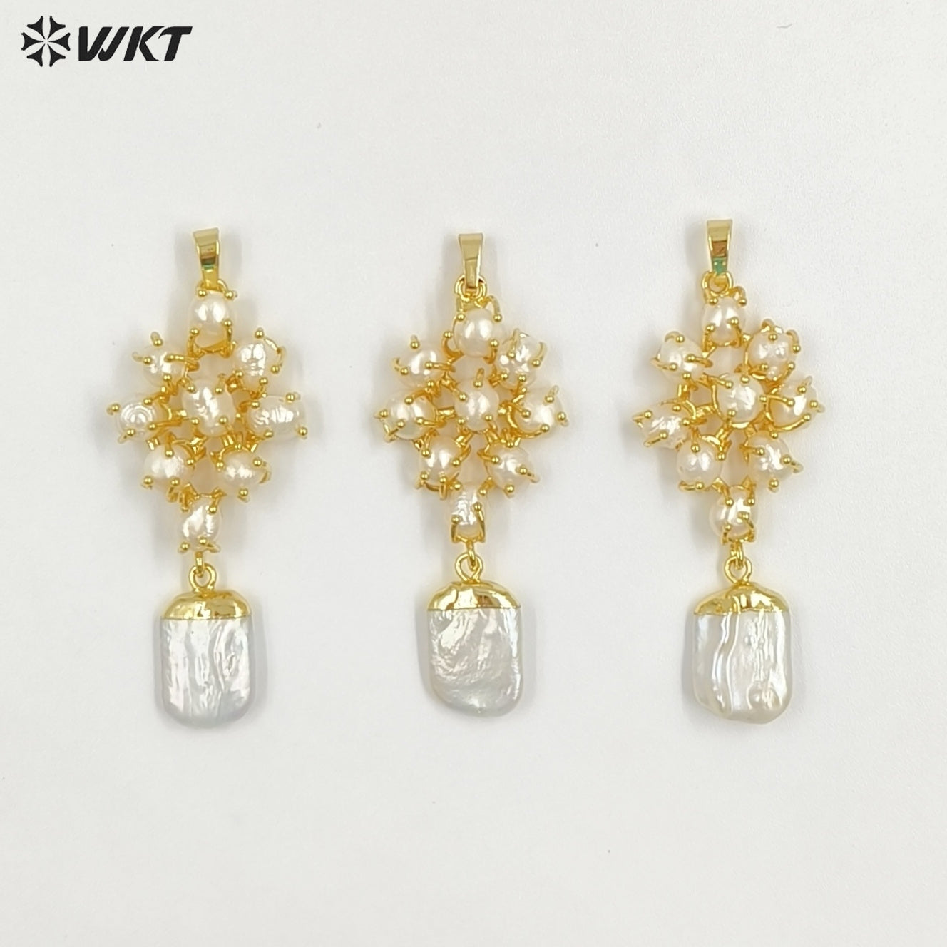 WT-JP456 Exclusive Elegant Design Gold Electroplated Multi Natural Freshwater Pearl Pendants For Lady Gift Making Accessory