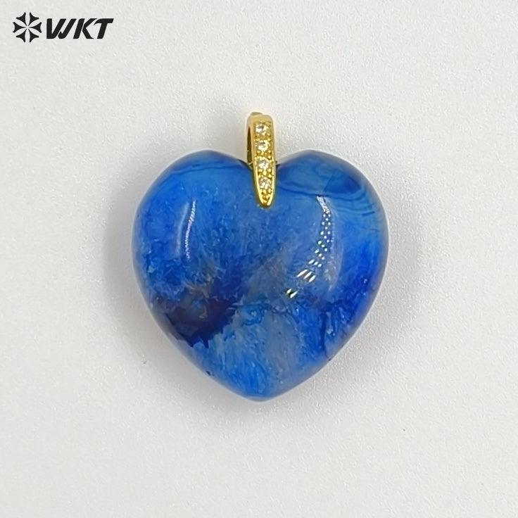 WT-P2125 Gorgeous Fashion Colorful Natural Gemstones Heart Shape Gold Pendants For Female Romantic Necklace Making Design