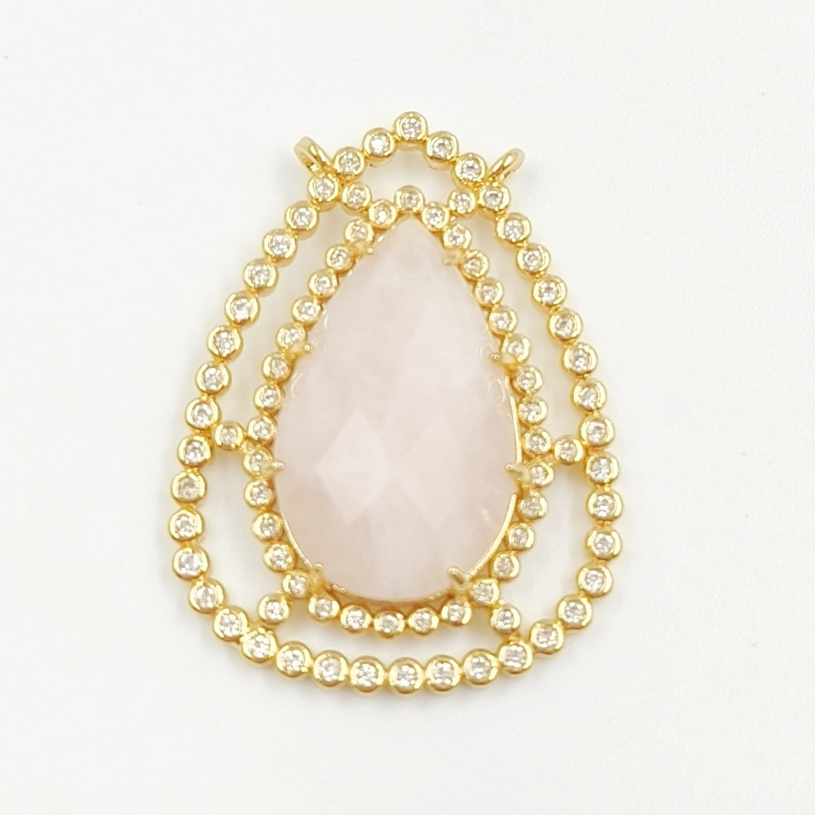 WT-MP258 Newest Charming Cubic Zircon Stone Connectors for Bracelet Design Women Gold Bezel Double Loops Round Pendant