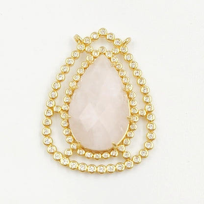 WT-MP258 Newest Charming Cubic Zircon Stone Connectors for Bracelet Design Women Gold Bezel Double Loops Round Pendant