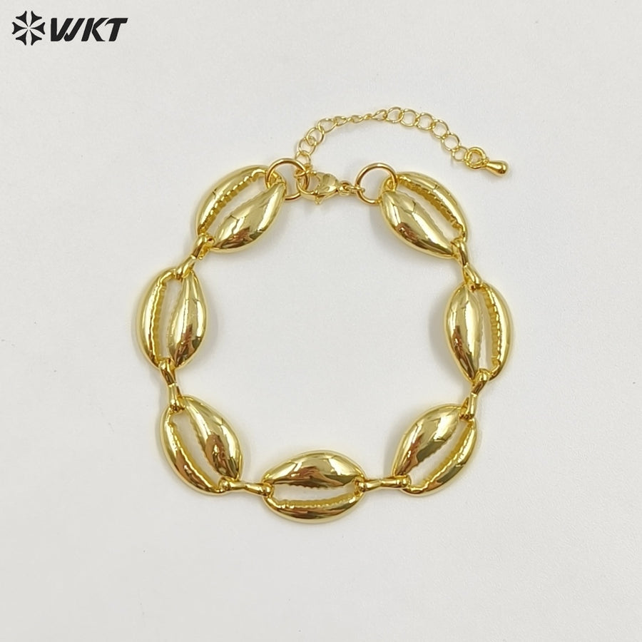 WT-JF370 Wholesale Popular 18K Gold Plated Yellow Brass Shell Shape Metal Women Bracelets For Wedding Jewelry Accessories