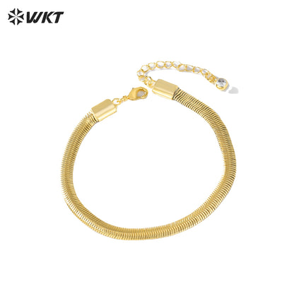 WT-B648 Wholesale Most Fashion 18K Real Gold Plated Snake Chain Bracelet With Extend Simple Office Style