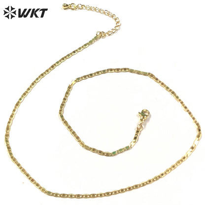WT-BFN036 Best Sell Yellow Brass Chain with 18k Gold Plated Chain High Quality Chain Necklace for Jewelry Finding
