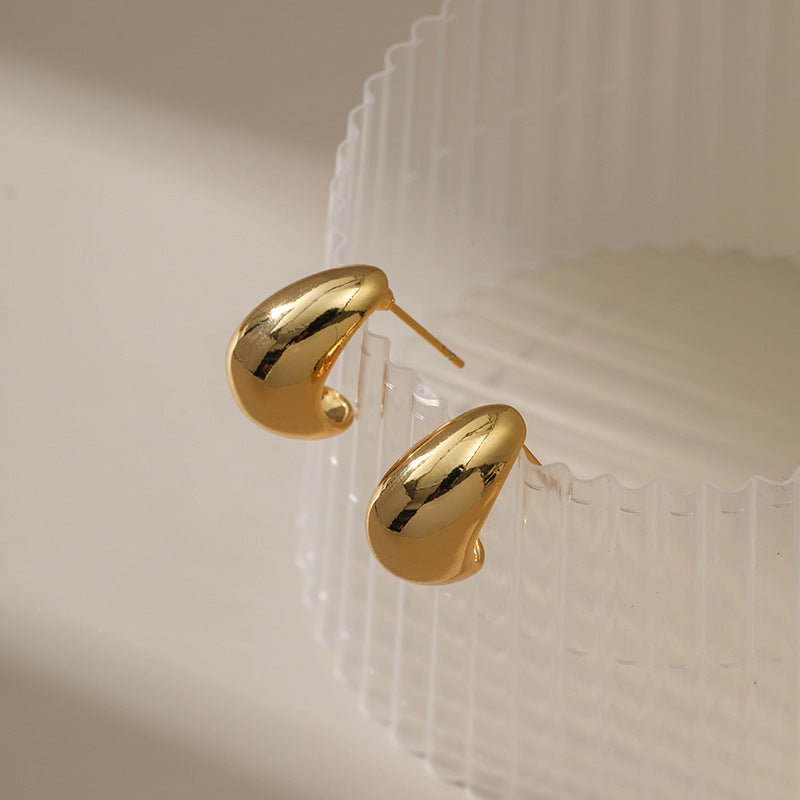 WT-JFE84 WKT Elegant Ox Horn 18k Gold Plated Minimalist Peas Earring Hoops Fashion Gemstone Studs Findings Earring