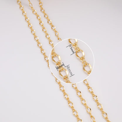 WT-BC204 Copper Plated 18K 18K Gold Wrapped Lip Chain 8-shaped Twist Chain DIY Twist 8-Shaped Curved Cut Sweater Chain