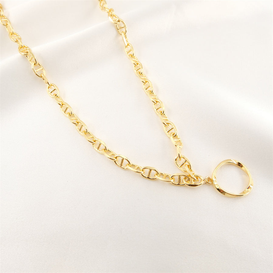 WT-BC203 18K Color Preserving Pig Nose Chain Copper Plated Real Gold Coffee Bean Ring Buckle Chain Bar DIY Necklace Loose