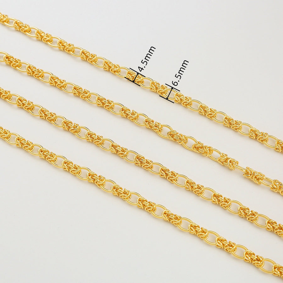 WT-BC200 18K Fashion Style Gold Wrapped Copper Colorful Handmade Chain Necklace Loose Chain Link Knot Chain New Oval