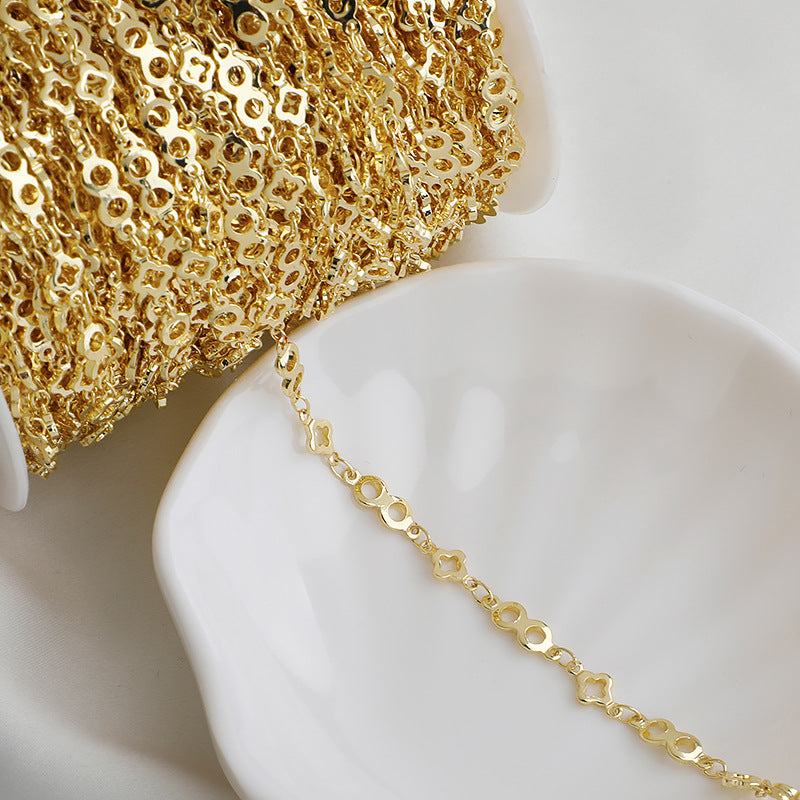 WT-BC194 18K Gold Package Color Protection Four Leaf Grass 8-line Chain DIY Chain Glasses Loose Chain Jewelry Accessories