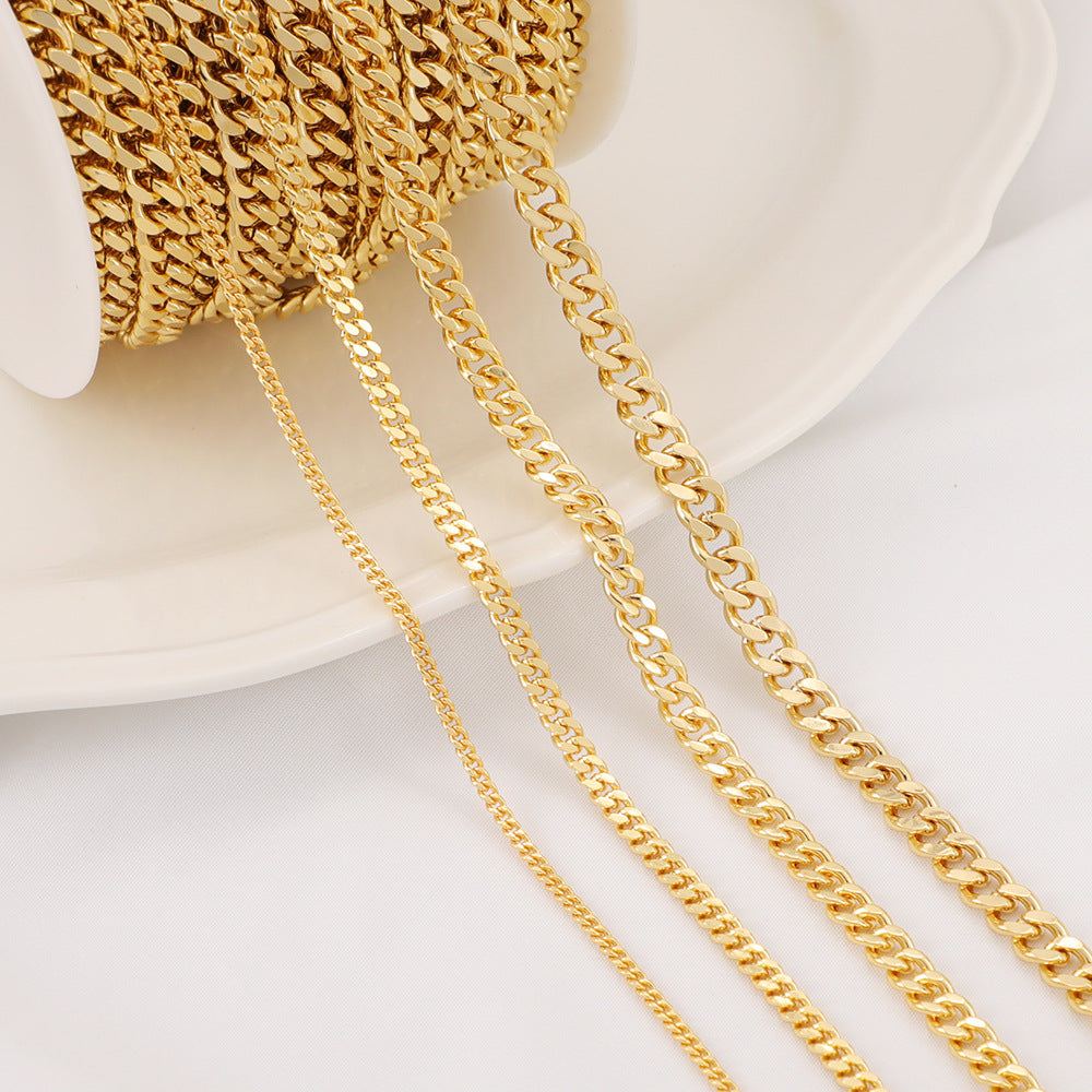 WT-BC202 European and American Hip-hop 18K Cod Chain Color Preserving Flat With Real Gold Various Sizes of Cut Thick Chain