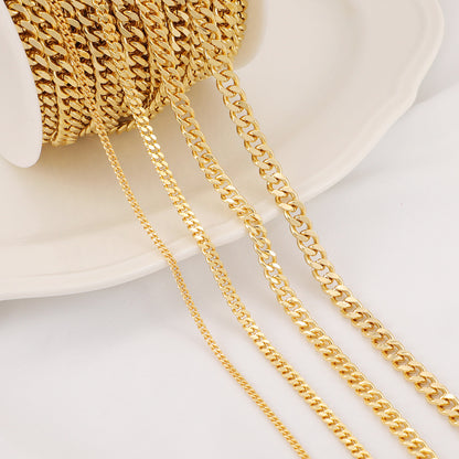 WT-BC202 European and American Hip-hop 18K Cod Chain Color Preserving Flat With Real Gold Various Sizes of Cut Thick Chain