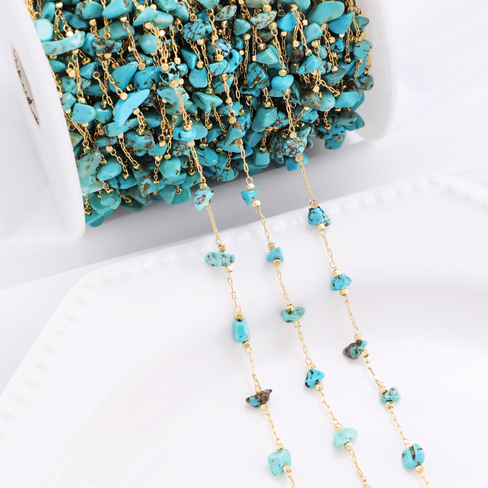 WT-RBC227 Wholesale New Arrival Exquisite Colorful Brass Chain Gold Plated Stone Sell by Meter Handmade Metal Chain