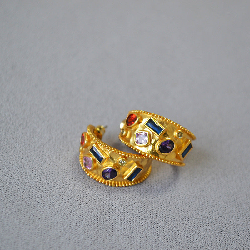 WT-E732 Amazing Fashion Design Punk Colorful for Man and Women 18k Gold Birthday Cubic Zircon Earrings