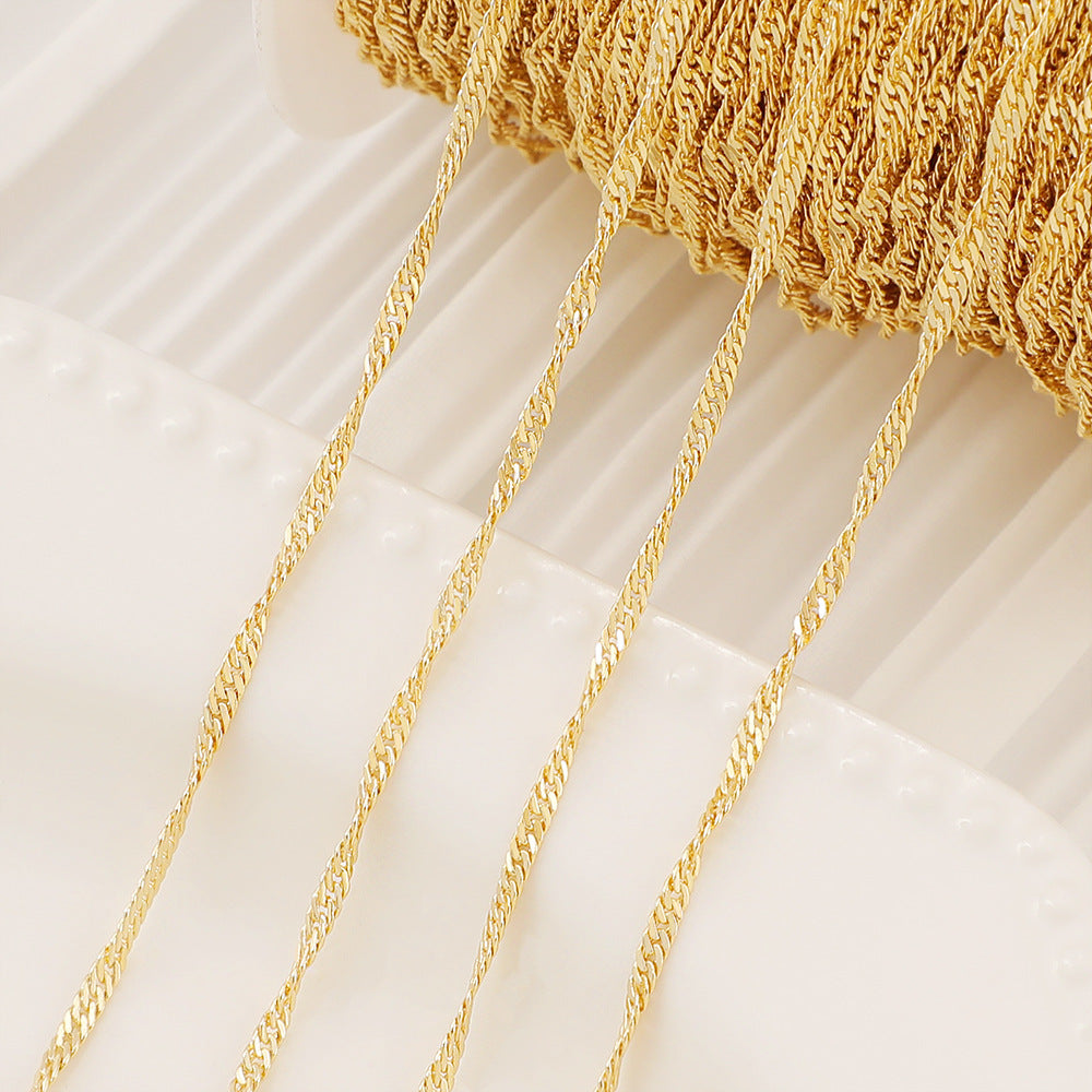 WT-BC197 Copper Plated 18K Gold Yellow Water Wave Chain Color Preservation Twist Pattern Chain Extra Dense Machine Pressed Chain