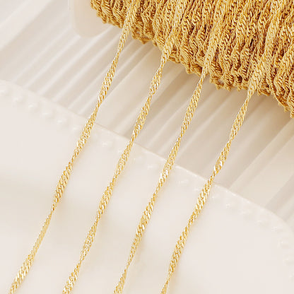 WT-BC197 Copper Plated 18K Gold Yellow Water Wave Chain Color Preservation Twist Pattern Chain Extra Dense Machine Pressed Chain
