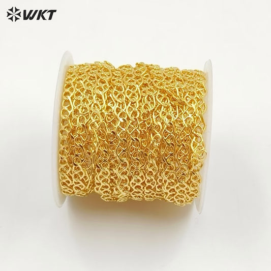 WT-BC237 Wholesale Private Label Simple and Small 18K Gold Plated Natural Yellow Brass Thin Chain DIY Bracelet Necklace Jewelry