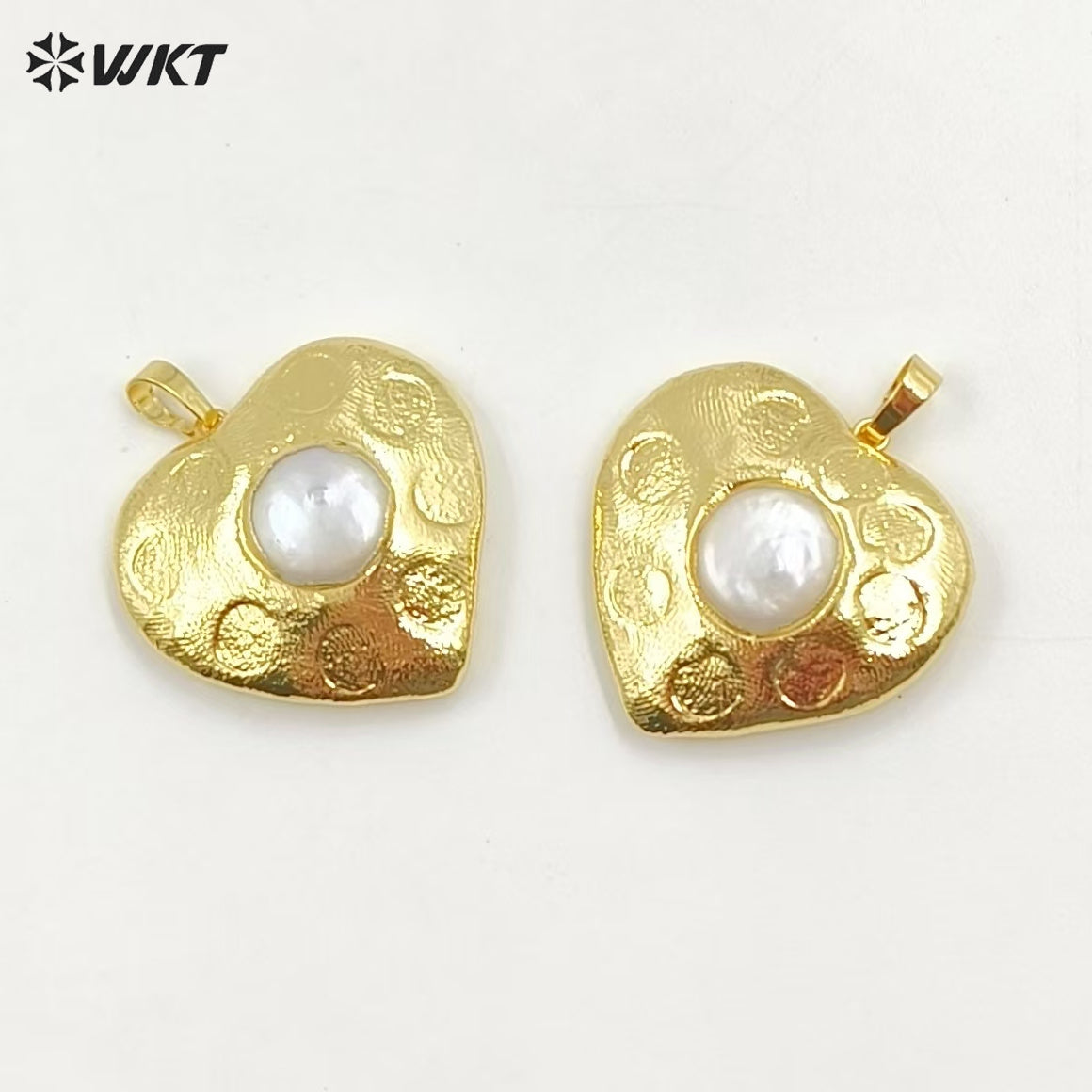WT-JP397 Lovely WKT Exclusive Design Handmade Gold Plated Natural Freshwater Pearl Heart Pendants