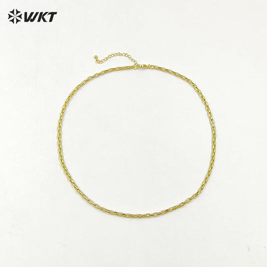 WT-BFN034 Fashion Exquisite Woman Gold Brass Chain with 18k Gold Plated Chain Bracelet Link Chain for Jewelry Finding