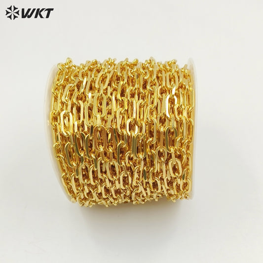 WT-BC233 18K Gold Plated Paper Clip Chain Fashion Big Square Cross Chain Jewelry Findings for DIY Making