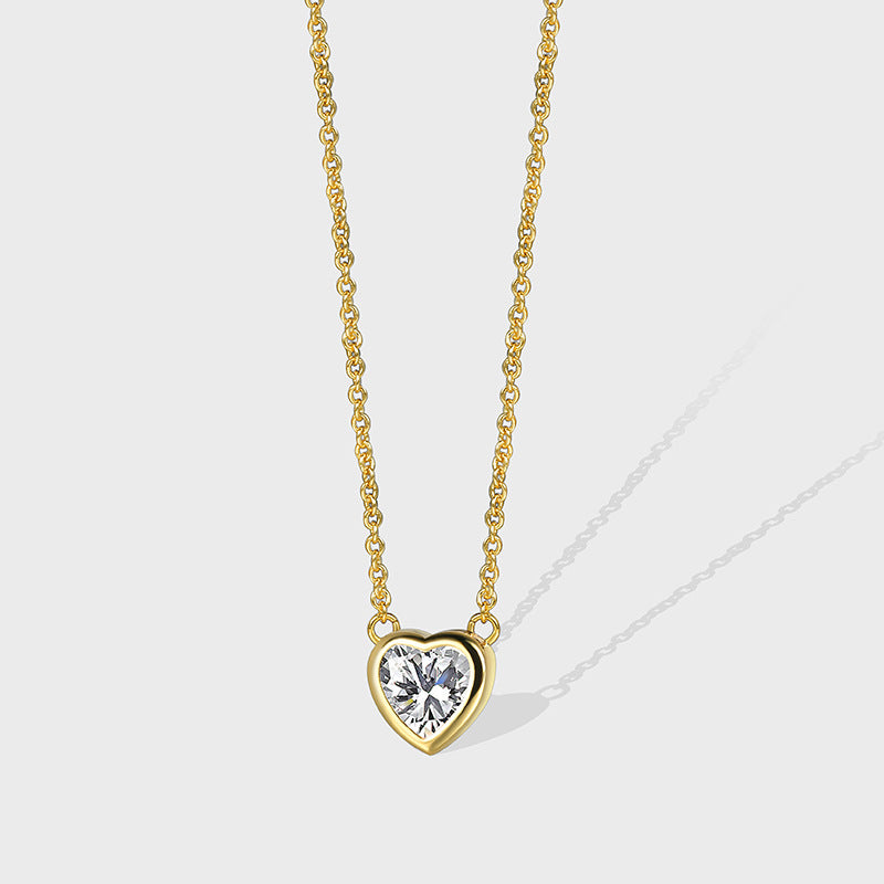 WT-MN1004 Newest Trendy 18K Gold Plated Cubic Zircon Heart Round Little Pendant Necklace As Women Elegant Jewelry Accessory