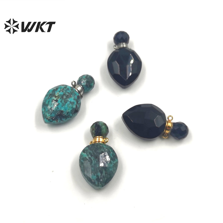 WT-P1795 Attractive Pendant Bohemia Style Perfume Bottle Pendant Textured Women Jewelry Accessories Natural Stone Pendant
