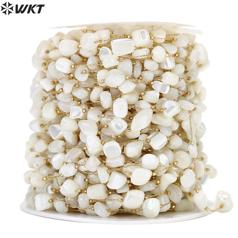 WT-STS019 Gentle Elegant Stainless Steel Pink White Irregular Natural Stone Jewelry DIY Necklace Bracelet Accessories Chain