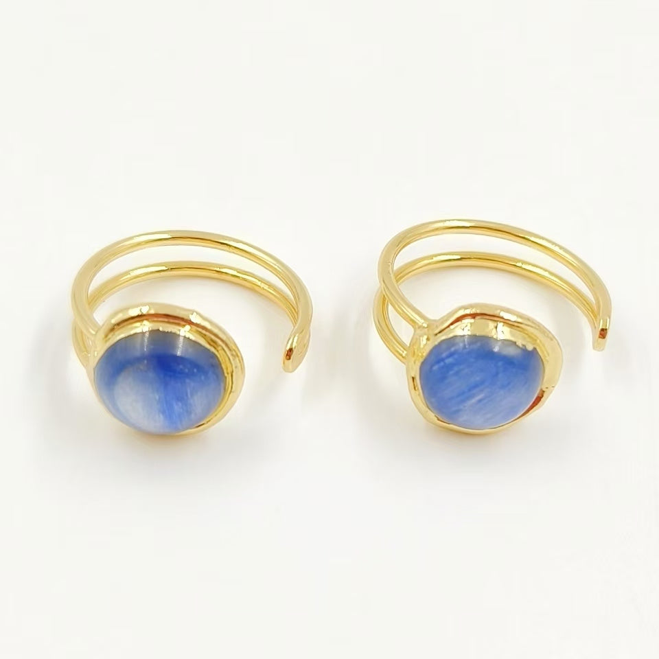 WT-R560 Customize Fantastic 18K Gold Plated Round Opening Adjustable Natural Gemstone Ring for Men and Women As Daily Decoration
