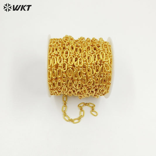 WT-BC258 New Styles 18k Real Gold Plated Yellow Brass Chain Resist Tarnished Hammer Pattern Big Metal Chain for Necklace Design