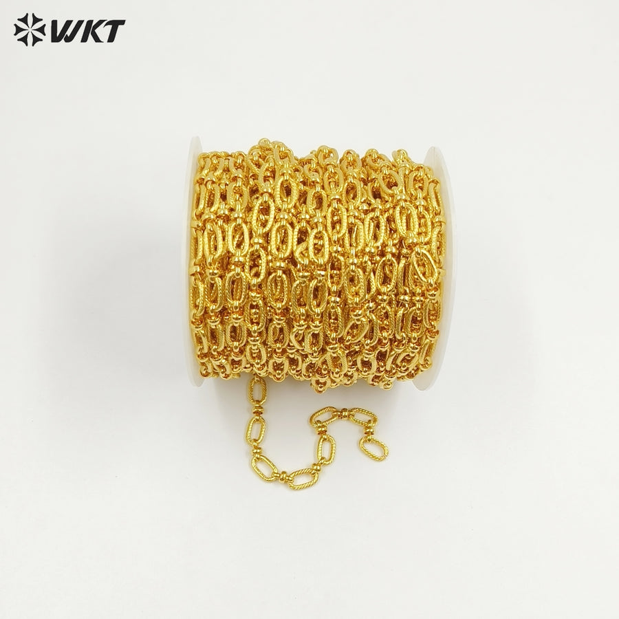 WT-BC258 New Styles 18k Real Gold Plated Yellow Brass Chain Resist Tarnished Hammer Pattern Big Metal Chain for Necklace Design