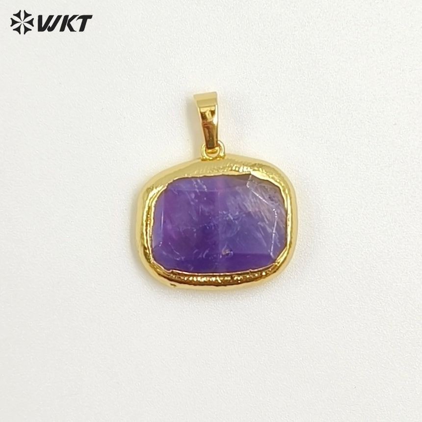 WT-P1468 WKT Jewelry Natural Gemstone Pendant Gold Electroplated Stone Pendant Fashion Charm Necklace Pendant Jewelry