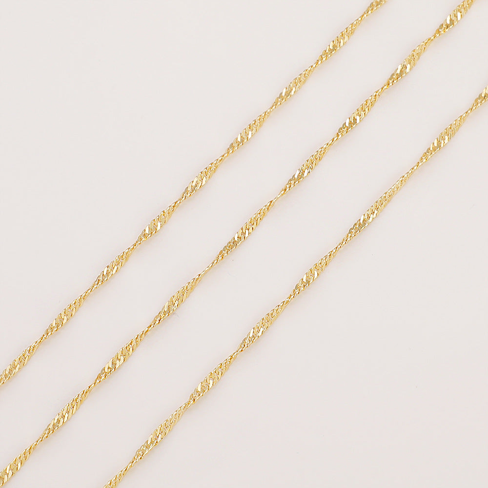 WT-BC197 Copper Plated 18K Gold Yellow Water Wave Chain Color Preservation Twist Pattern Chain Extra Dense Machine Pressed Chain