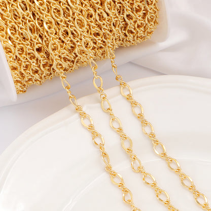 WT-BC204 Copper Plated 18K 18K Gold Wrapped Lip Chain 8-shaped Twist Chain DIY Twist 8-Shaped Curved Cut Sweater Chain