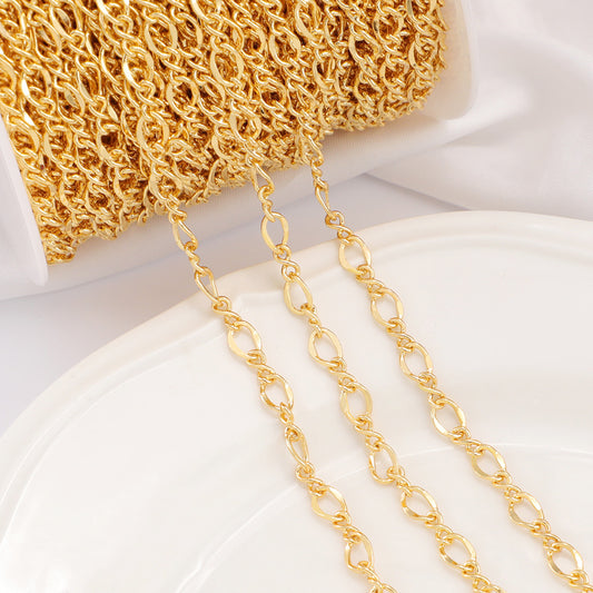 WT-BC204 Copper Plated 18K 18K Gold Wrapped Lip Chain 8-shaped Twist Chain DIY Twist 8-Shaped Curved Cut Sweater Chain