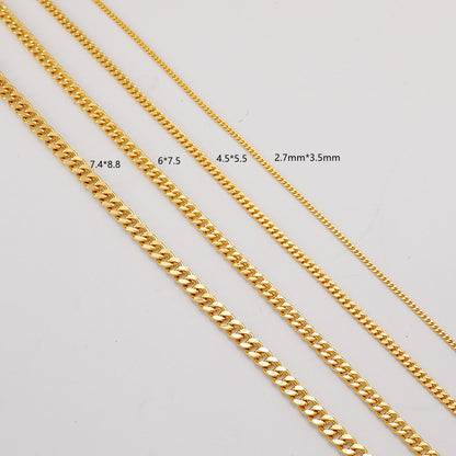 WT-BC202 European and American Hip-hop 18K Cod Chain Color Preserving Flat With Real Gold Various Sizes of Cut Thick Chain