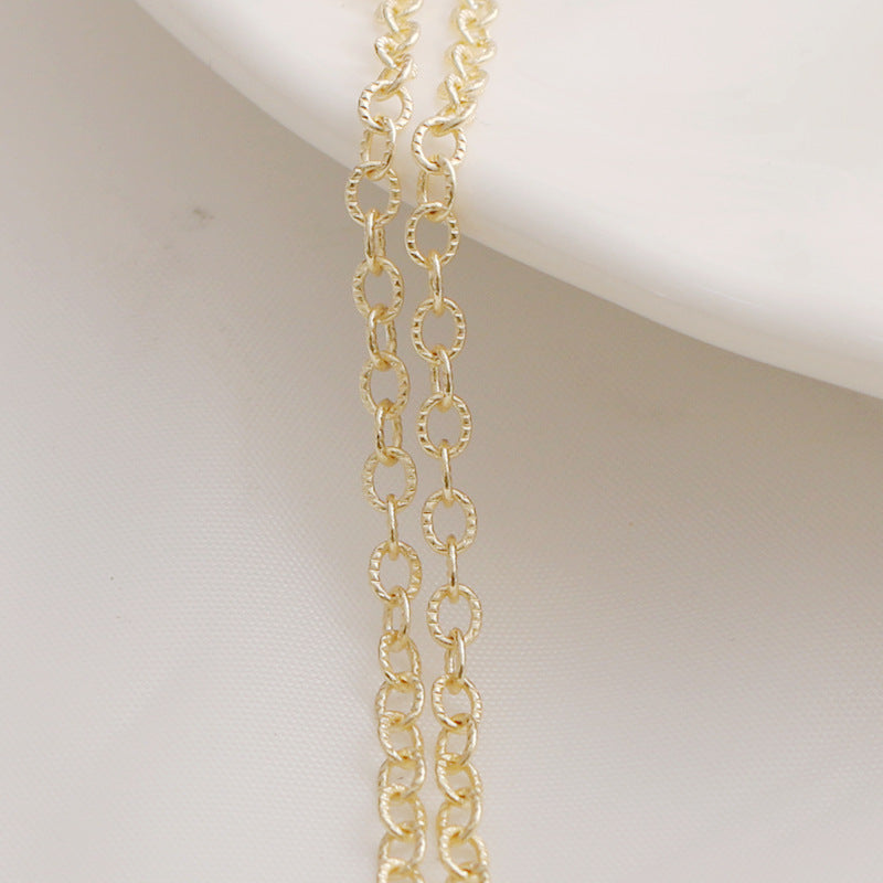 WT-BC212 FashionCopper Wrapped Gold ColorGold Wrapped Color Preserving Fried Dough Twists Large O Round Chain Necklace