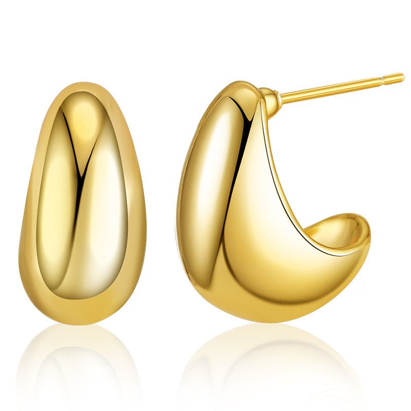 WT-JFE84 WKT Elegant Ox Horn 18k Gold Plated Minimalist Peas Earring Hoops Fashion Gemstone Studs Findings Earring