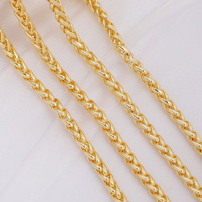WT-BC205 Copper Plated Color Preserving Genuine Gold Cloth Chain Hollowed Out Lantern Chain Fried Dough Twists Woven Necklace