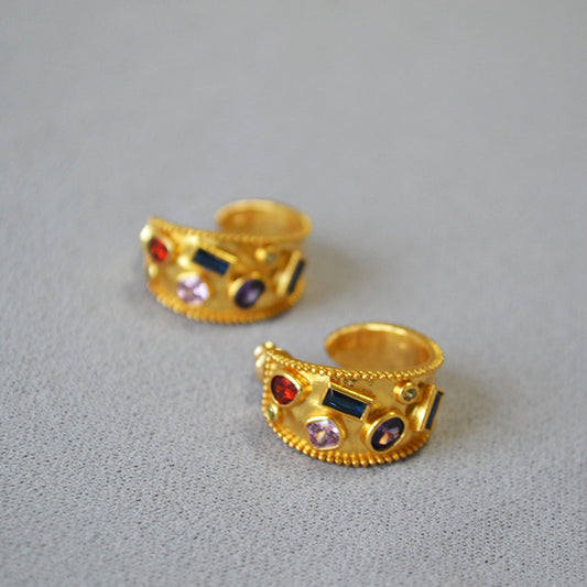 WT-E732 Amazing Fashion Design Punk Colorful for Man and Women 18k Gold Birthday Cubic Zircon Earrings
