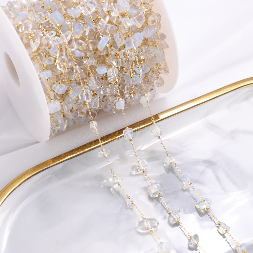 WT-RBC227 Wholesale New Arrival Exquisite Colorful Brass Chain Gold Plated Stone Sell by Meter Handmade Metal Chain