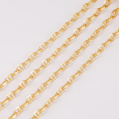 WT-BC203 18K Color Preserving Pig Nose Chain Copper Plated Real Gold Coffee Bean Ring Buckle Chain Bar DIY Necklace Loose