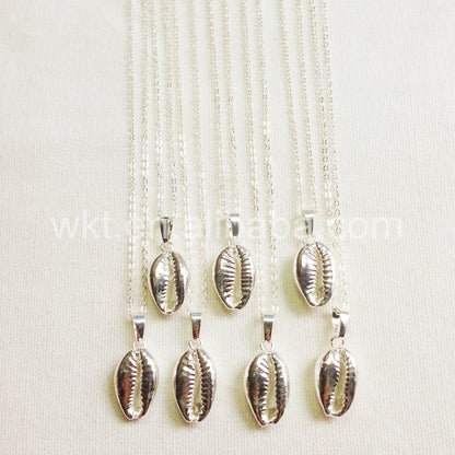 WT-JN002 Wholesale Natural Sea Shell Tiny Cowrie Choker Necklace 18k Real Gold Plated Cowrie Shell Conch Necklace