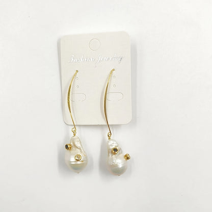 WT-E527 New Arrival Fashion Vintage Trendy Gift for Women Baroque Pearl Powders Are Available Stone Stallite Quartz Earring